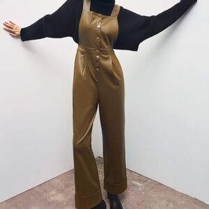 Zara faux leather long jumpsuit